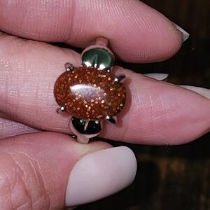Goldstone Genuine Gemstone Ring Sz 10 Stone Of Ambition, Prosperity, Positivity